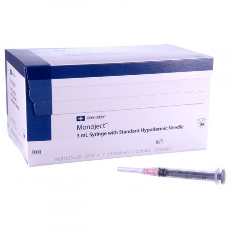 3cc (3ml) Luer-slip syringe 22G x 3/4" Needle + Syringe combo